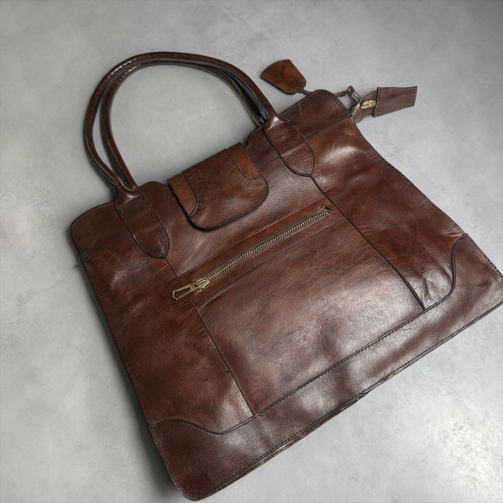 Ghia Handbags Vintage Brown Leather Tote Bag Made in Brazil Work Satchel NYC